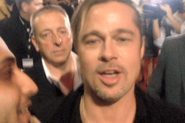 Brad Pitt with His Master's Review Editor Joseph Rana at the Australian Premiere of World War Z.