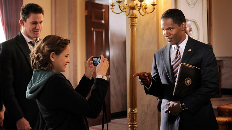 L-r, Channing Tatum, Joey King and Jamie Foxx star in Columbia Pictures' "White House Down."