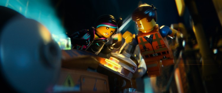 LG-TT-0079 Film Name: THE LEGO¬Æ MOVIE Copyright: (C) 2014 WARNER BROS. ENTERTAINMENT INC. Photo Credit: Courtesy of Warner Bros. Pictures Caption: (L-r) LEGO¬Æ minifigures Wyldstyle (voiced by ELIZABETH BANKS) and Emmet (CHRIS PRATT) in the 3D computer animated adventure "The LEGO¬Æ Movie," from Warner Bros. Pictures, Village Roadshow Pictures and Lego System A/S. A Warner Bros. Pictures release.